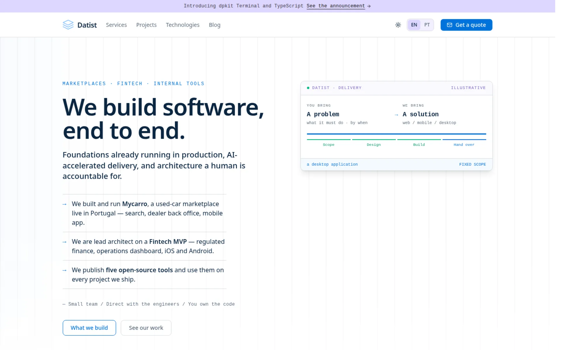 The Datist site — this one — as it is published today, with its services, portfolio and blog.